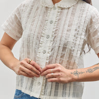 Brain Dead Mercado Square Button Up Shirt, White