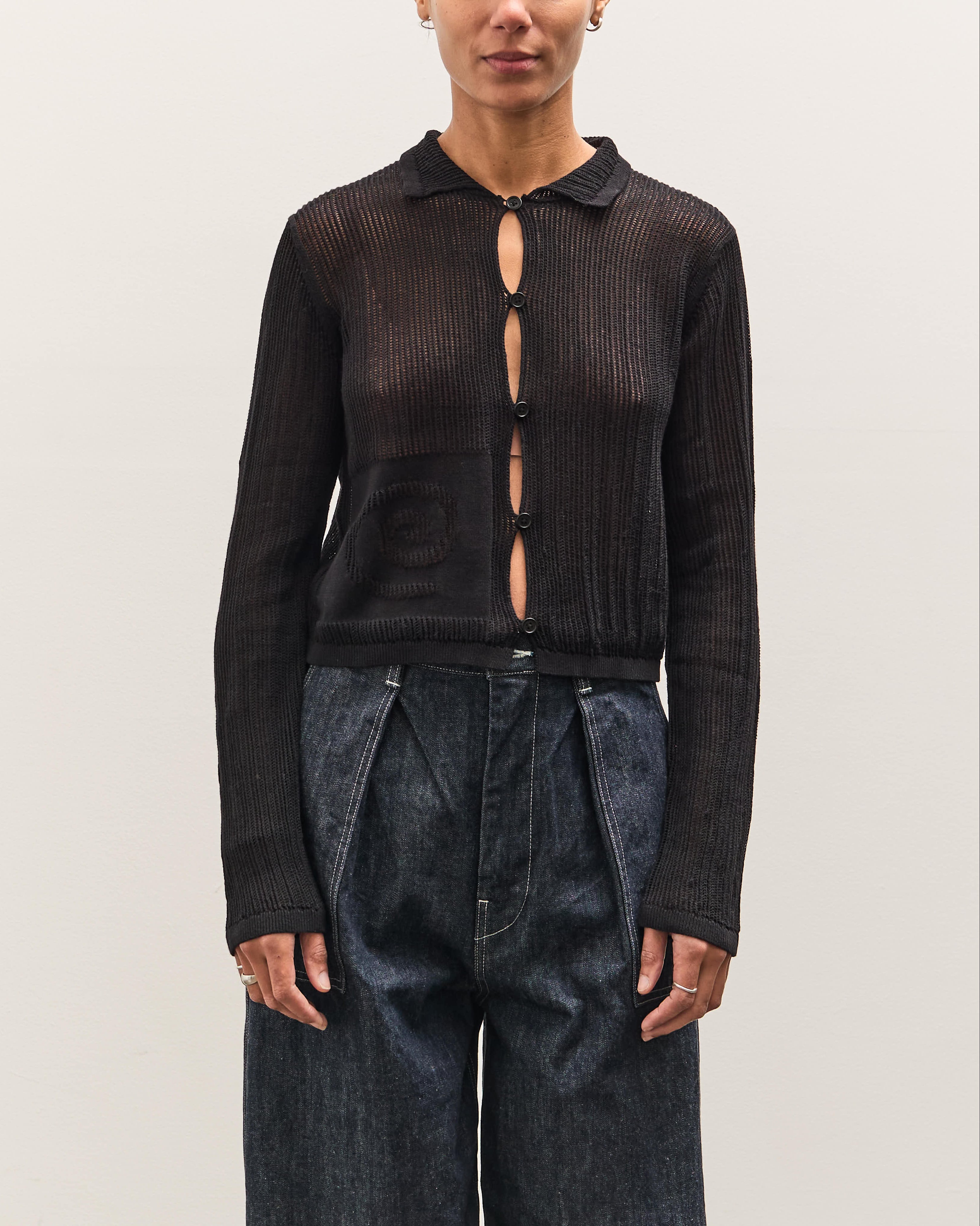 Brain Dead Mesh Knit Spiral Cardigan, Black – Glasswing