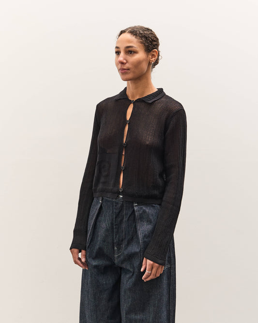 Brain Dead Mesh Knit Spiral Cardigan, Black