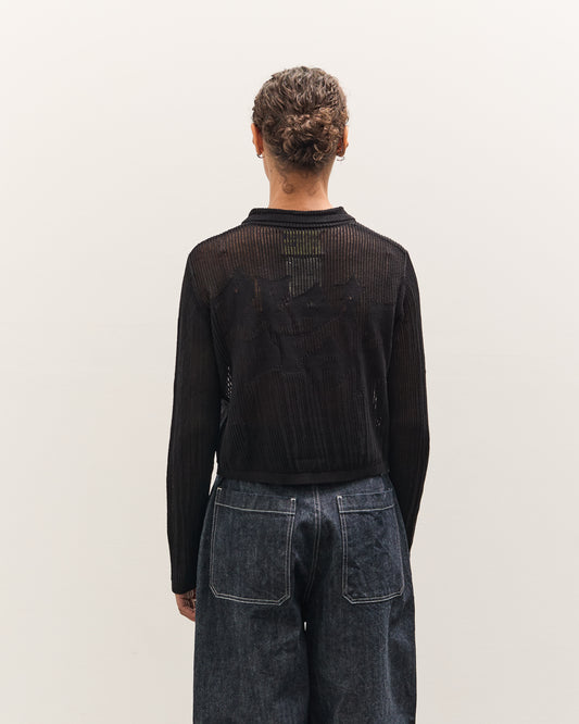 Brain Dead Mesh Knit Spiral Cardigan, Black