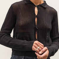 Brain Dead Mesh Knit Spiral Cardigan, Black