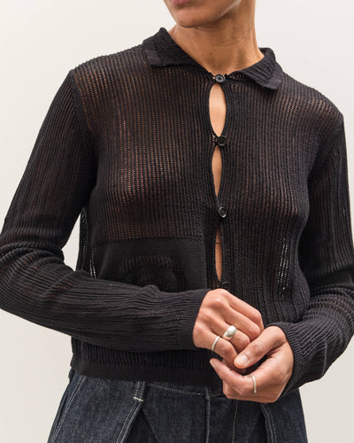 Brain Dead Mesh Knit Spiral Cardigan, Black
