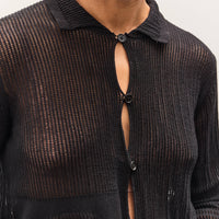 Brain Dead Mesh Knit Spiral Cardigan, Black