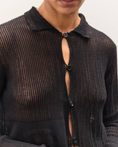 Brain Dead Mesh Knit Spiral Cardigan, Black