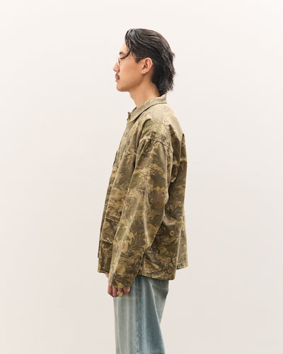 Brain Dead Twill Military Shirt Jacket Unisex, Leaf Camo
