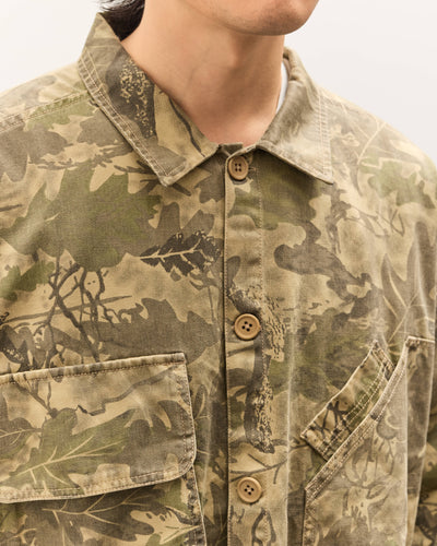 Brain Dead Twill Military Shirt Jacket Unisex, Leaf Camo