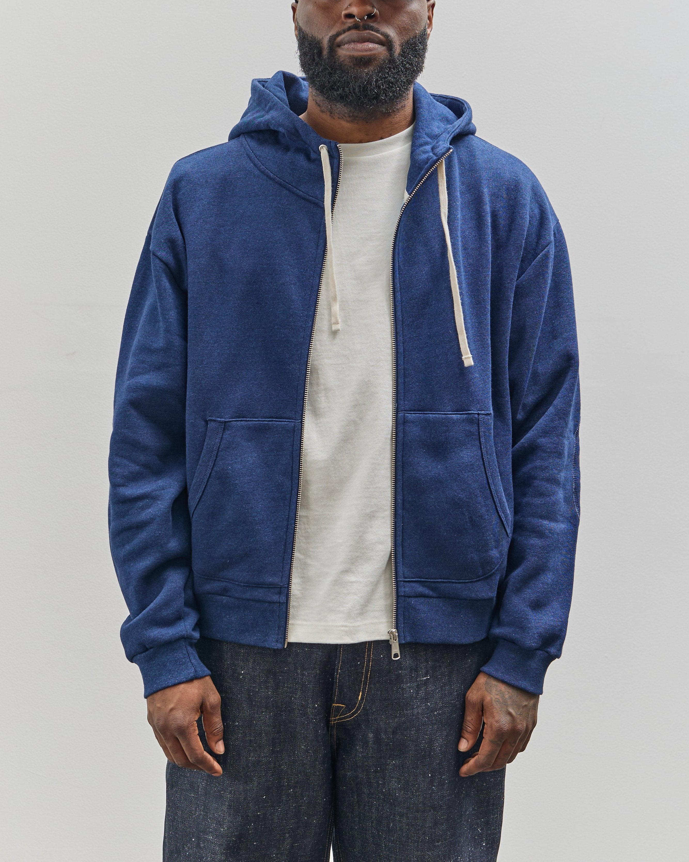 brain dead ジップパーカー Brain Dead Unisex Padded Elbow Zip-Up Hoodie, Indigo – Glasswing