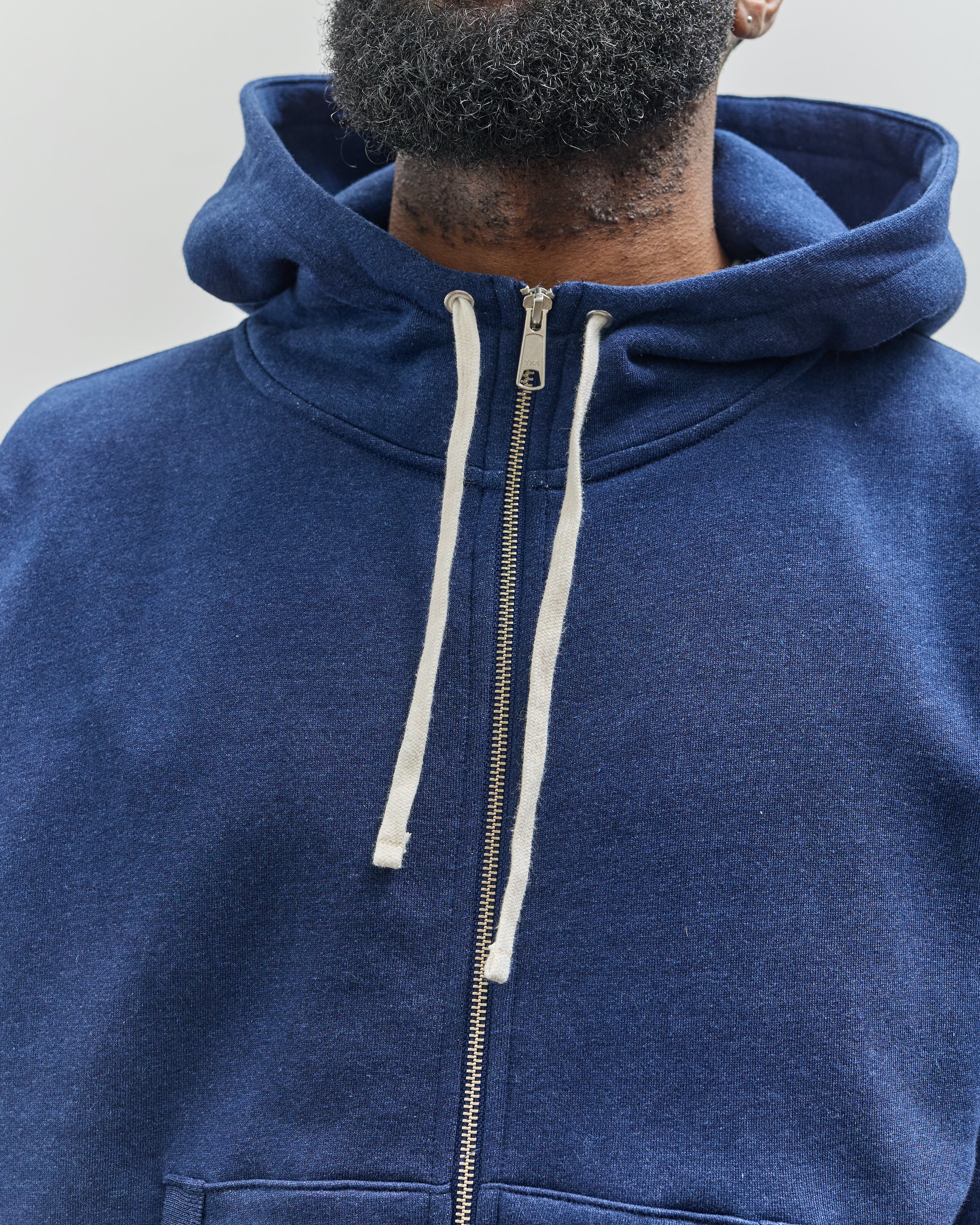 Brain Dead Unisex Padded Elbow Zip-Up Hoodie, Indigo – Glasswing
