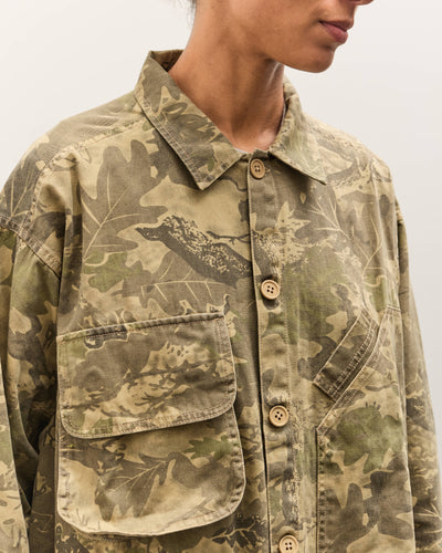 Brain Dead Twill Military Shirt Jacket, Leaf Camo