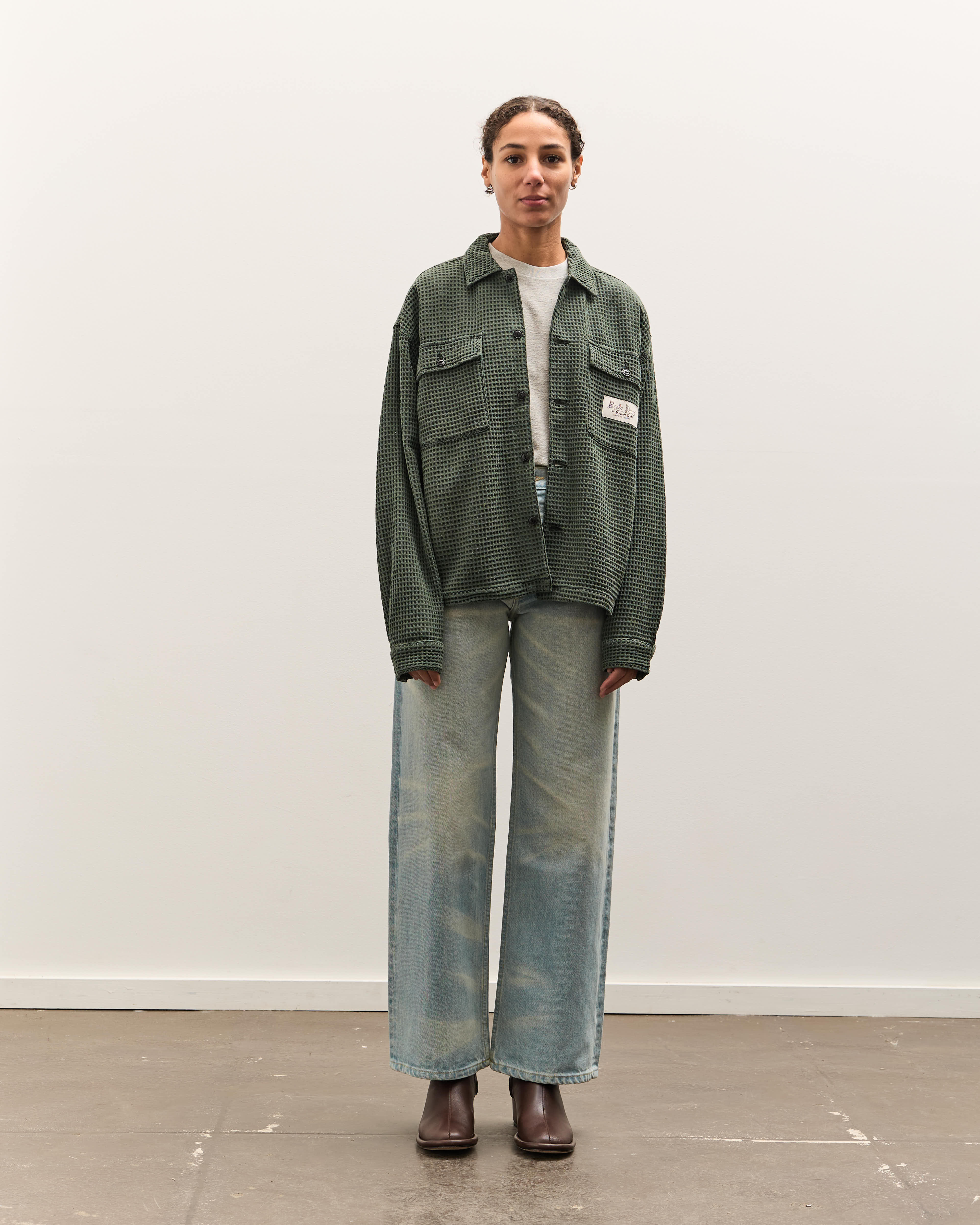 Brain Dead Waffle Button Front Shirt, Dark Green – Glasswing