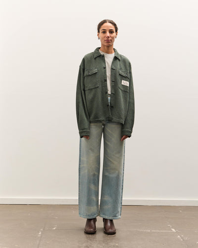 Brain Dead Waffle Button Front Shirt, Dark Green