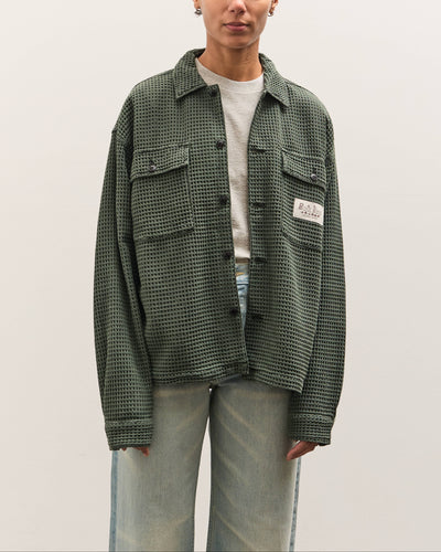 Brain Dead Waffle Button Front Shirt, Dark Green