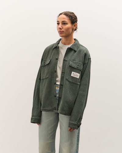 Brain Dead Waffle Button Front Shirt, Dark Green
