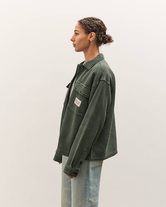Brain Dead Waffle Button Front Shirt, Dark Green