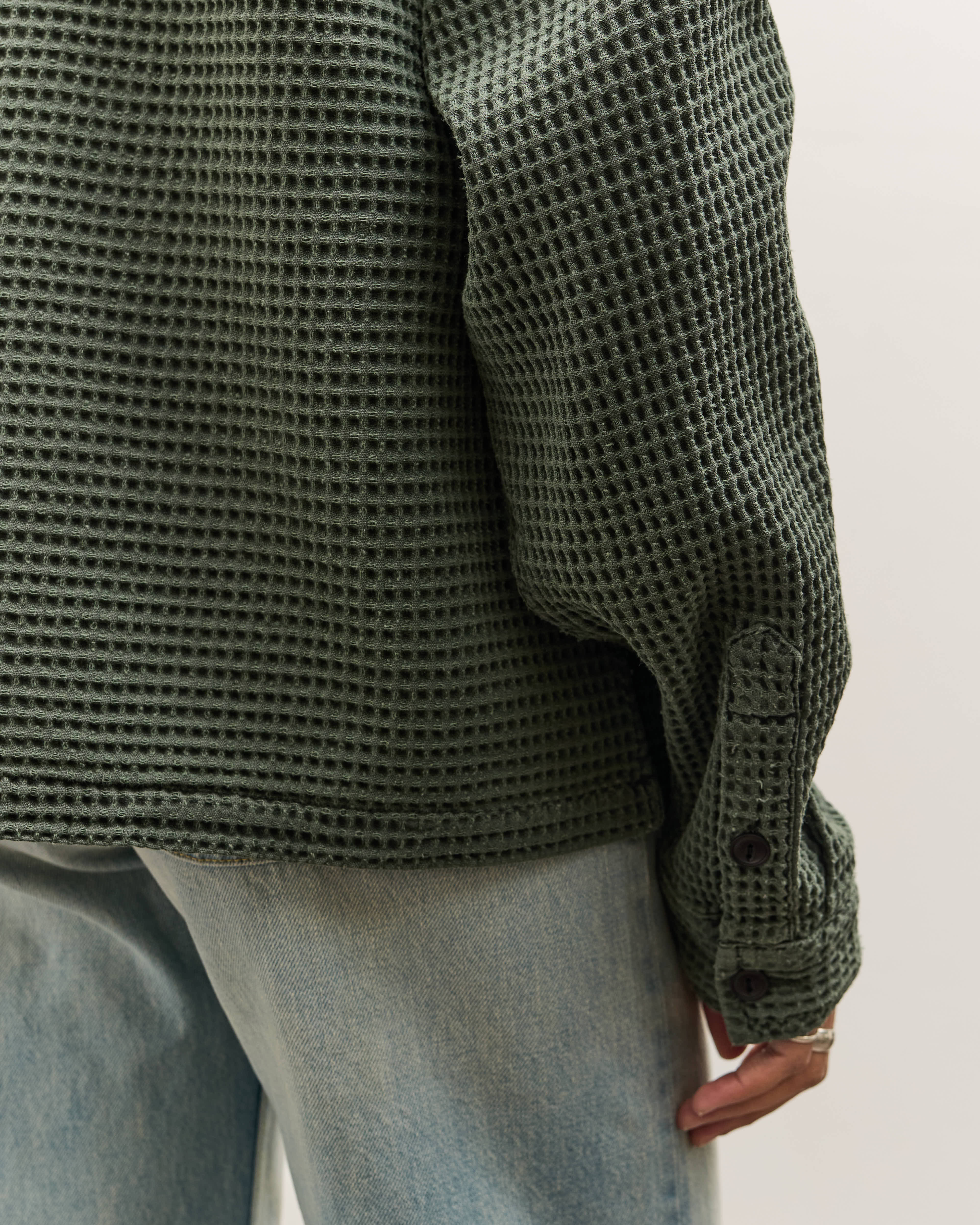 Brain Dead Waffle Button Front Shirt, Dark Green – Glasswing