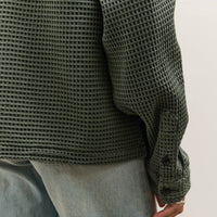 Brain Dead Waffle Button Front Shirt, Dark Green