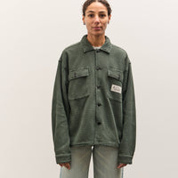 Brain Dead Waffle Button Front Shirt, Dark Green