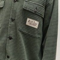 Brain Dead Waffle Button Front Shirt, Dark Green