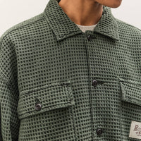 Brain Dead Waffle Button Front Shirt, Dark Green