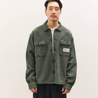 Brain Dead Waffle Button Front Shirt Unisex, Dark Green