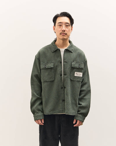 Brain Dead Waffle Button Front Shirt Unisex, Dark Green