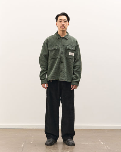 Brain Dead Waffle Button Front Shirt Unisex, Dark Green