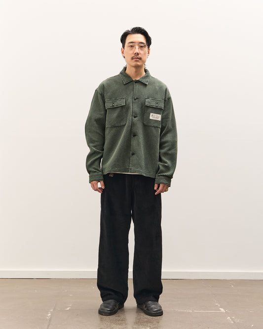 Brain Dead Waffle Button Front Shirt Unisex, Dark Green