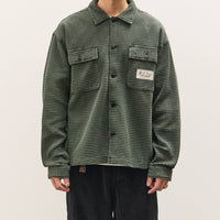 Brain Dead Waffle Button Front Shirt Unisex, Dark Green