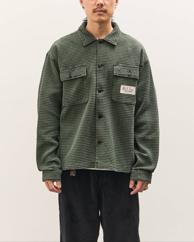 Brain Dead Waffle Button Front Shirt Unisex, Dark Green