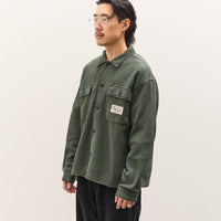 Brain Dead Waffle Button Front Shirt Unisex, Dark Green