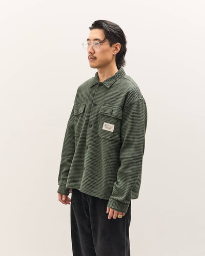 Brain Dead Waffle Button Front Shirt Unisex, Dark Green