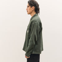 Brain Dead Waffle Button Front Shirt Unisex, Dark Green