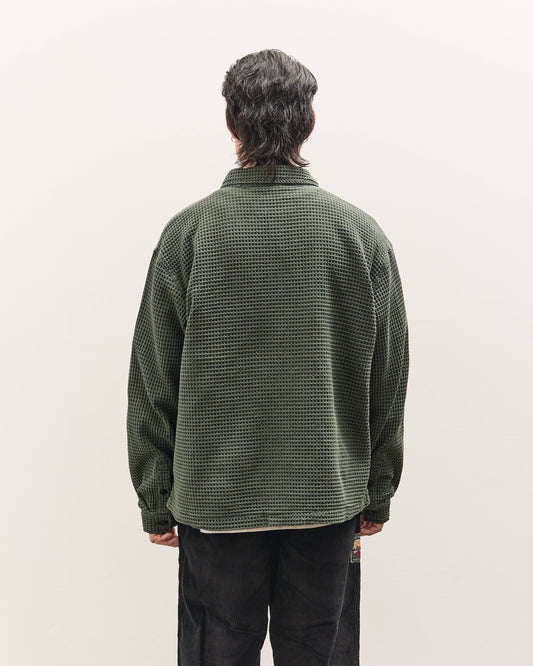 Brain Dead Waffle Button Front Shirt Unisex, Dark Green