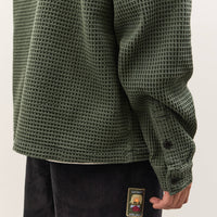 Brain Dead Waffle Button Front Shirt Unisex, Dark Green