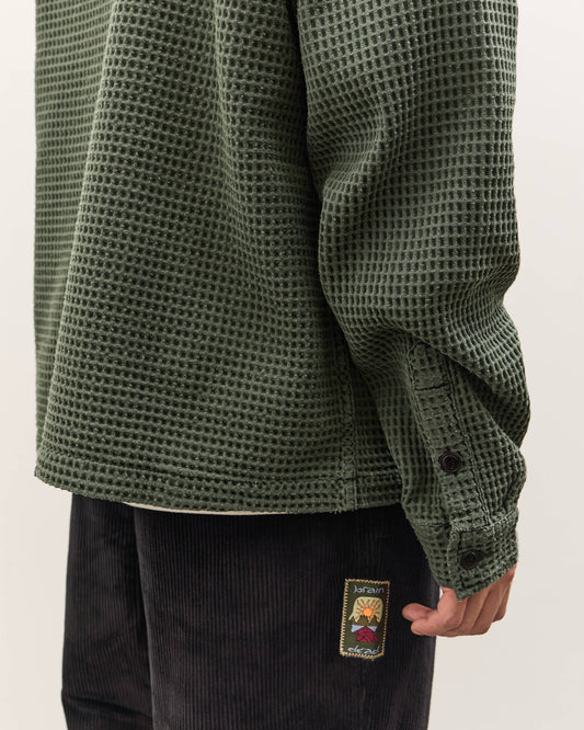 Brain Dead Waffle Button Front Shirt Unisex, Dark Green
