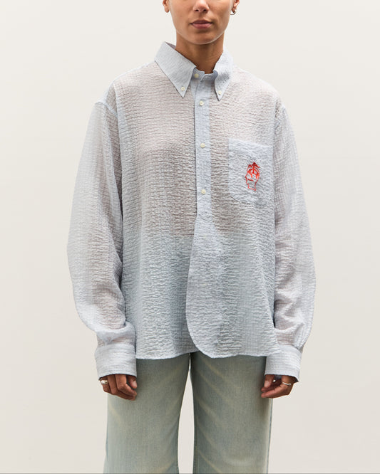 Brain Dead x Brooks Brothers Half Placket Oxford Button Up Shirt, Ice