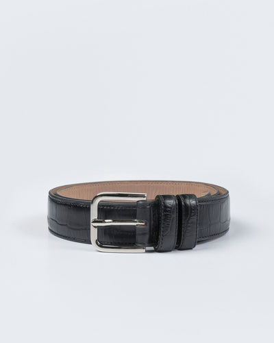 Cordera Classic Belt, Black Croc