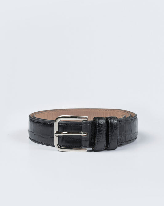 Cordera Classic Belt, Black Croc