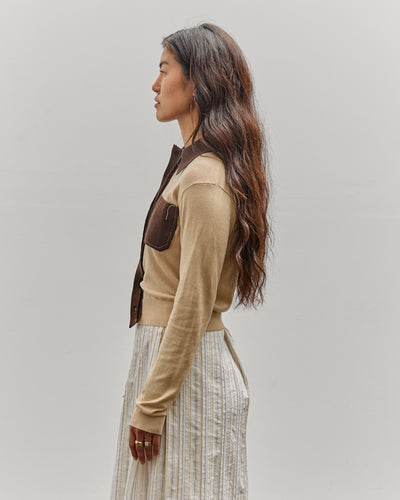 Camiel Fortgens 70S Cardigan, Sand & Brown