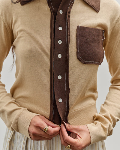 Camiel Fortgens 70S Cardigan, Sand & Brown