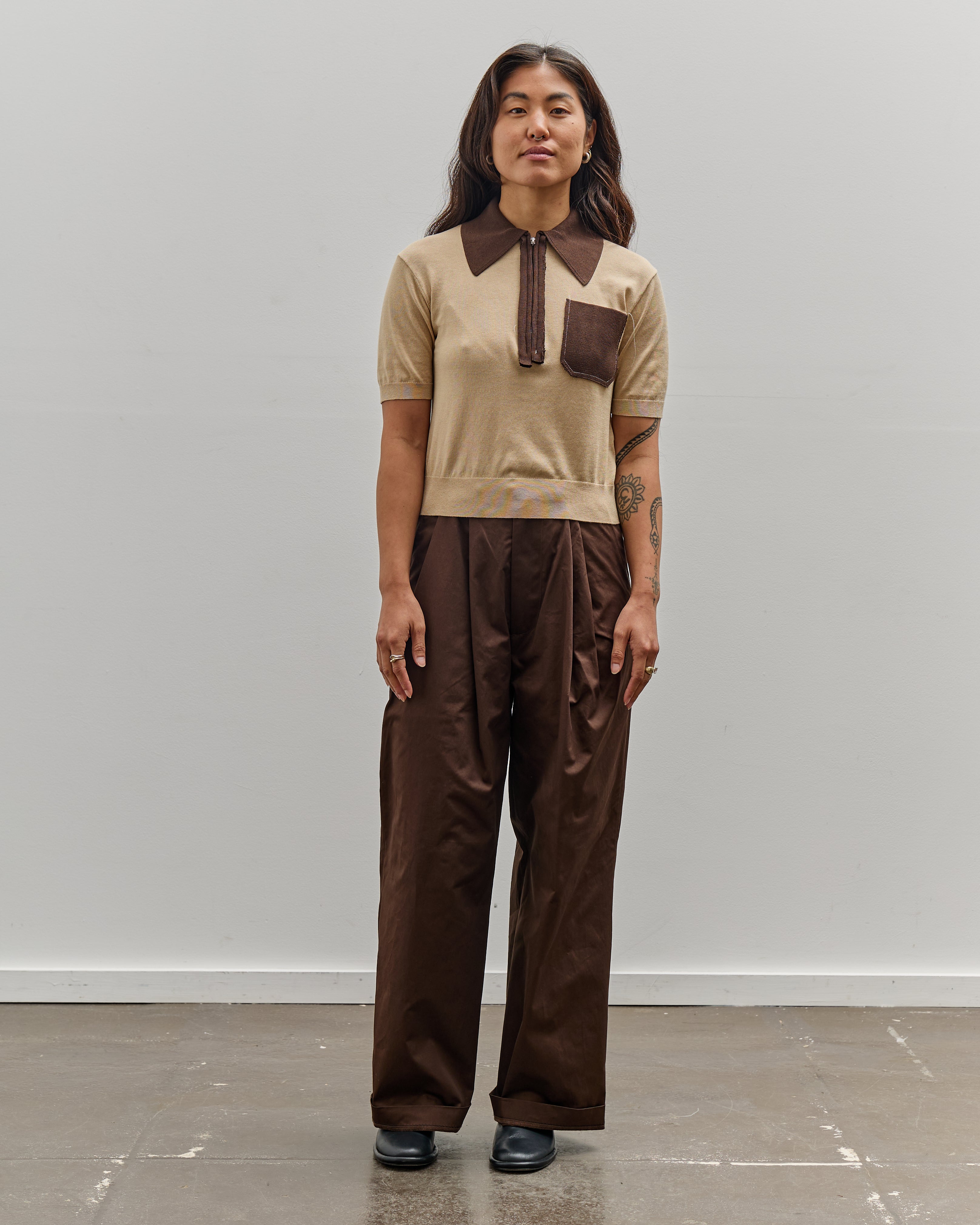 Camiel Fortgens 70's Polo, Sand + Brown – Glasswing