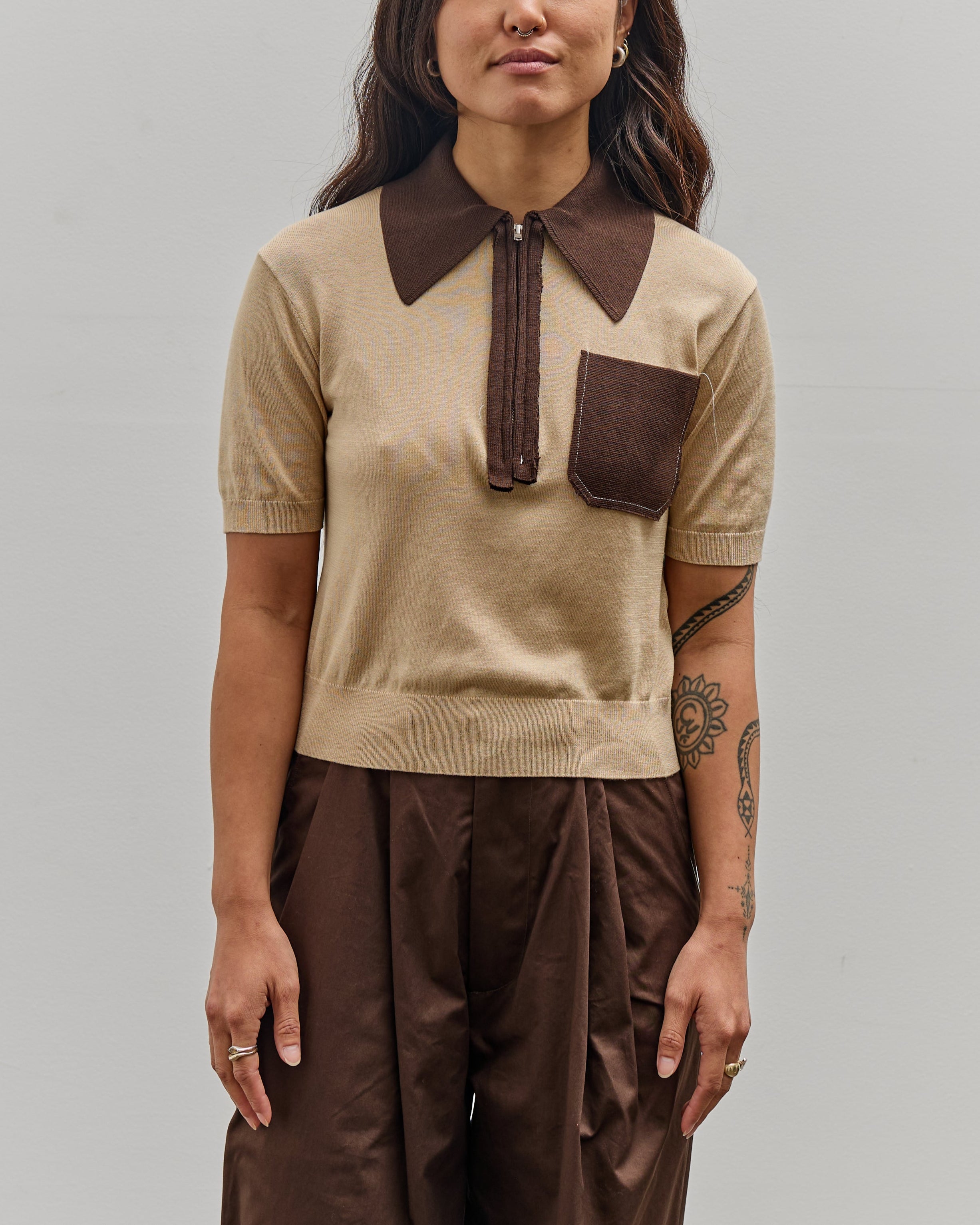トップス CAMIELFORTGENS STRIPED POLO VELVET BROWN Camiel Fortgens - Striped Polo Velvet - Brown – Oficina