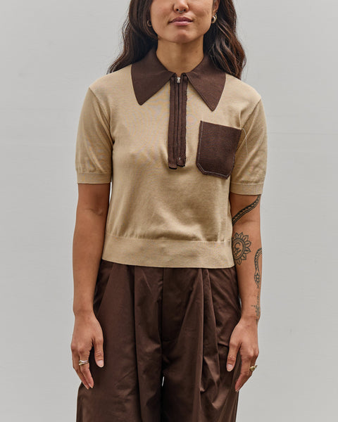 Camiel Fortgens 70's Polo, Sand + Brown – Glasswing