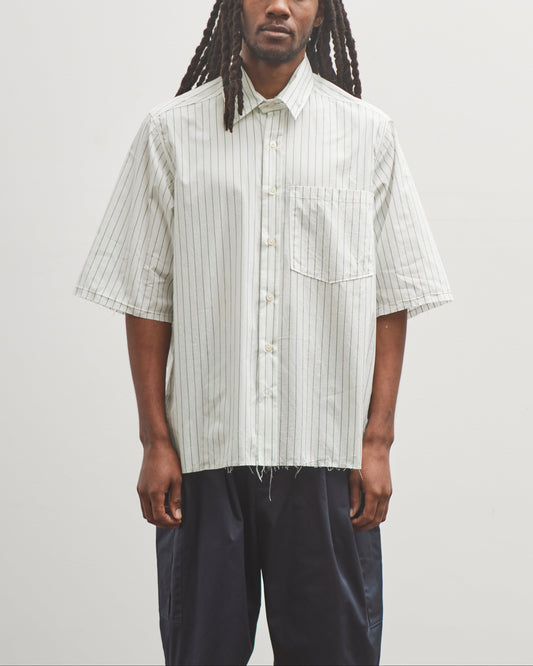 Camiel Fortgens Boxy Shirt, White /Green Stripe