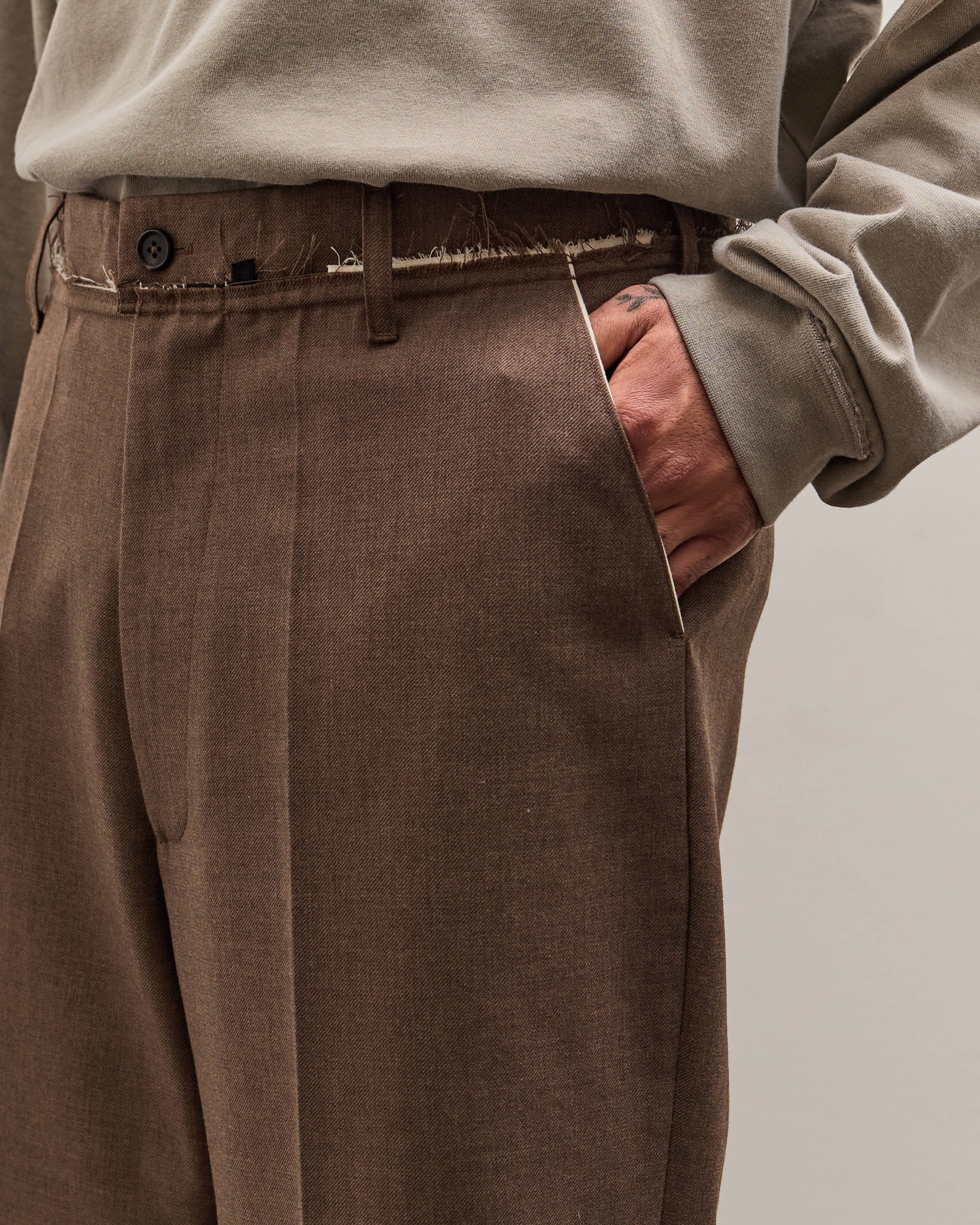 TTT MSW Polyester straight slacks（BROWN） Camiel Fortgens Straight Slacks Unisex, Brown – Glasswing