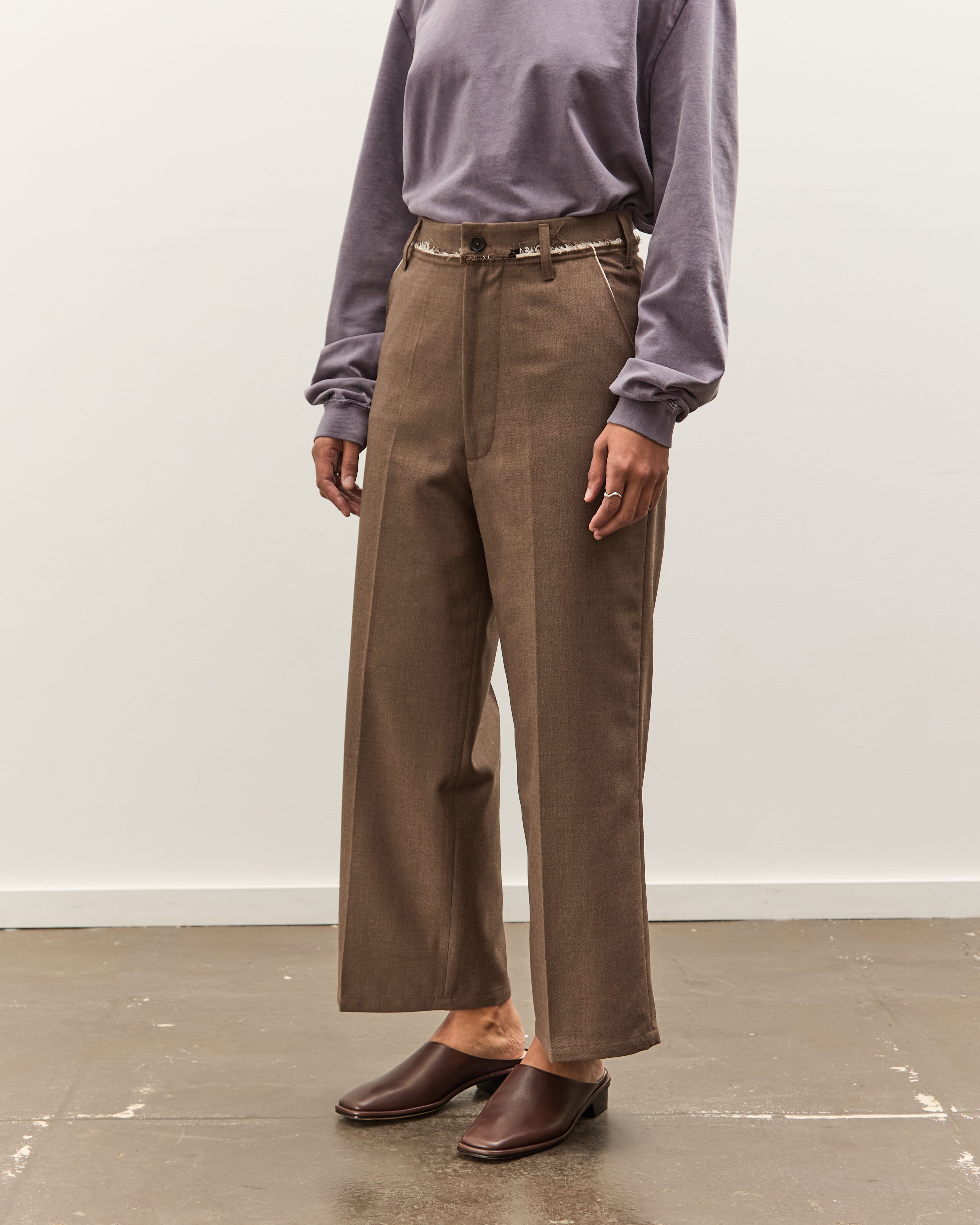 スラックス CAMIEL FORTGENS CASUAL SUIT PANTS(BROWN) Camiel Fortgens Straight Slacks, Brown – Glasswing