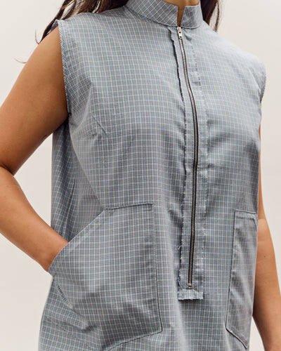 Camiel Fortgens Zip Dress, Blue/Grey/White Check