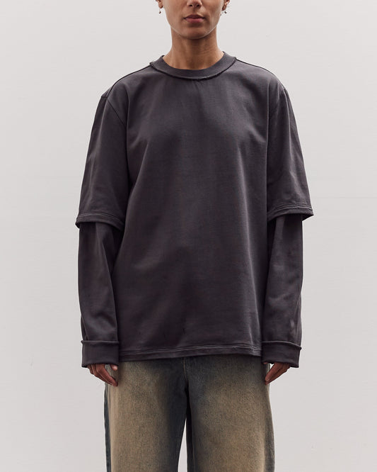 Double Sleeve Big Tee, Dark Grey
