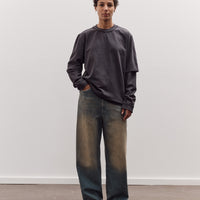 Double Sleeve Big Tee, Dark Grey