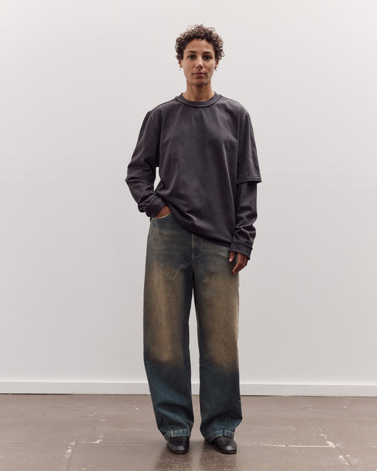 Double Sleeve Big Tee, Dark Grey